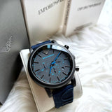 Buy Shop Emporio Armani Luigi Chronograph Black Dial Blue Rubber Strap Watch For Men - AR11023 USA Online
