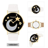 Buy Shop Coach Perry Black Dial White Leather Strap Watch for Women - 14503041 USA Online