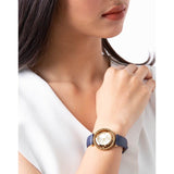 Buy Shop Michael Kors Averi Gold Dial Navy Blue Leather Strap Watch for Women - MK2526 USA Online