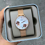 Buy Shop Fossil Jacqueline Three-Hand White Dial Rose Gold Mesh Bracelet Watch for Women - ES4534 USA Online