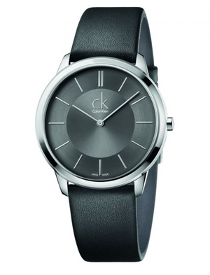 Buy Shop Calvin Klein Minimal Black Dial Black Leather Strap Watch for Men - K3M211C4 USA Online