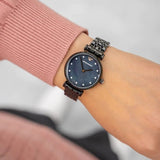 Buy Shop Emporio Armani Gianni T-Bar Quartz Black Mother of Pearl Dial Black Steel Strap Watch For Women - AR11268 USA Online