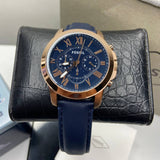 Buy Shop Fossil Grant Chronograph Blue Dial Blue Leather Strap Watch for Men - FS4835 USA Online