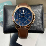 Buy Shop Fossil Grant Sport Chronograph Blue Dial Brown Leather Strap Watch for Men - FS5268 USA Online