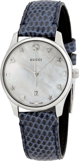 Buy Shop Gucci G-Timeless Signature Mother of Pearl Star Dial Blue Watch For Women - YA126588 USA Online