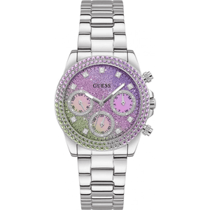 Buy Shop Guess Sol Chronograph Crystals Multicolor Dial Silver Steel Strap Watch For Women - GW0483L1 USA Online