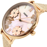 Buy Shop Fossil Jacqueline Three-Hand White Dial Rose Gold Mesh Bracelet Watch for Women - ES4534 USA Online