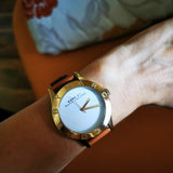 Buy Shop Marc Jacobs Blade White Dial Brown Leather Strap Watch for Women - MBM1218 USA Online