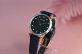 Buy Shop Emporio Armani Gianni T Bar Analog Blue Dial Black Leather Strap Watch For Women - AR1989 USA Online