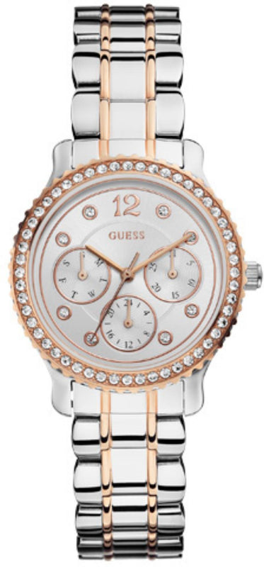 Buy Shop Guess Enchanting Diamonds Silver Dial Two Tone Steel Strap Watch for Women - W0305L3 USA Online