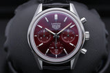 Buy Shop Tag Heuer Carrera Automatic Chronograph Red Dial Black Leather Strap Watch for Men - CBK221G.FC6479 USA Online