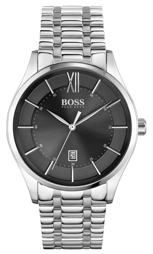 Buy Shop Hugo Boss Officer Black Dial Silver Steel Strap Watch for Men - 1513614 USA Online