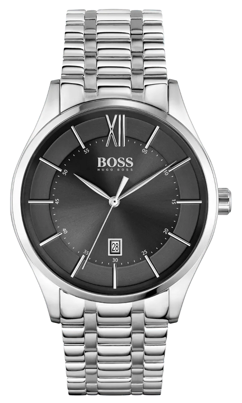 Buy Shop Hugo Boss Officer Black Dial Silver Steel Strap Watch for Men - 1513614 USA Online