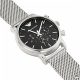 Buy Shop Emporio Armani Luigi Black Dial Silver Mesh Bracelet Watch For Men - AR8032 USA Online