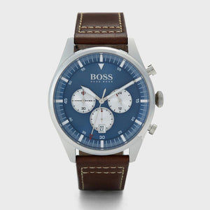 Buy Shop Hugo Boss Pioneer Chronograph Blue Dial Brown Leather Strap Watch For Men - 1513709 USA Online