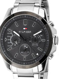Buy Shop Tommy Hilfiger Iconic Quartz Black Dial Silver Steel Strap Watch for Men - 1791564 USA Online