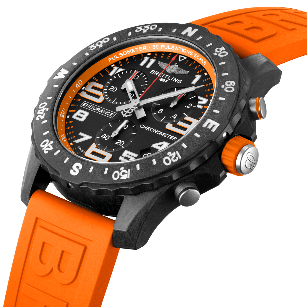 Buy Shop Breitling Endurance Pro Black Dial Orange Rubber Strap Watch for Men - X82310A51B1S1 USA Online