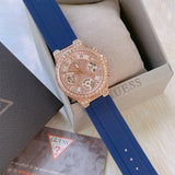 Buy Shop Guess Moonlight Diamonds White Dial Blue Rubber Strap Watch for Women - GW0257L3 USA Online