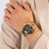 Buy Shop Guess Atlas Chronograph Black Dial Gold Steel Strap Watch for Men - W0668G8 USA Online