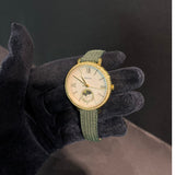 Buy Shop Fossil Jacqueline Multifunction Moonphase Mother of Pearl White Dial Green Leather Strap Watch for Women - ES5244 USA Online