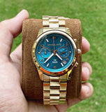 Buy Shop Michael Kors Runway Hunger Stop100 Series Blue Dial Gold Steel Strap Watch for Women - MK5815 USA Online