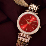 Buy Shop Michael Kors Darci Red DIal Rose Gold Stainless Steel Strap Watch for Women - MK3378 USA Online