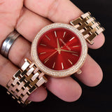 Buy Shop Michael Kors Darci Red DIal Rose Gold Stainless Steel Strap Watch for Women - MK3378 USA Online