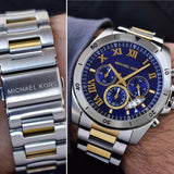 Buy Shop Michael Kors Brecken Chronograph Blue Dial Two Tone Steel Strap Watch For Men - MK8437 USA Online