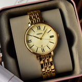 Buy Shop Fossil Jacqueline White Dial Gold Steel Strap Watch for Women - ES3434 USA Online