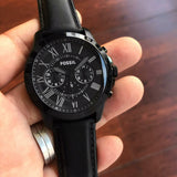 Buy Shop Fossil Grant Chronograph Black Dial Black Leather Strap Watch for Men - FS5132 USA Online