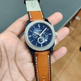 Buy Shop Fossil Machine Chronograph Blue Dial Brown Leather Strap Watch for Men - FS5232 USA Online