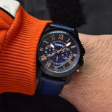 Buy Shop Fossil Grant Chronograph Black Dial Blue Leather Strap Watch for Men - FS5061 USA Online