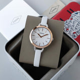 Buy Shop Fossil Classic Minute White Dial White Leather Strap Watch for Women - BQ3328 USA Online