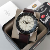 Buy Shop Fossil Dillinger Chronograph White Dial Brown Leather Strap Watch for Men - FS5674 USA Online