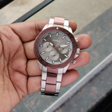 Buy Shop Fossil Bannon Multifunction Brown Dial Two Tone Steel Strap Watch for Men - BQ2502 USA Online