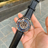 Buy Shop Fossil Townsman Automatic Skeleton Blue Dial Black Leather Strap Watch for Men - ME3200 USA Online