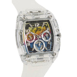 Buy Shop Guess Phoenix Polycarbonate Clear Multi-function Black Dial Clear Rubber Strap Watch for Men - GW0499G3 USA Online