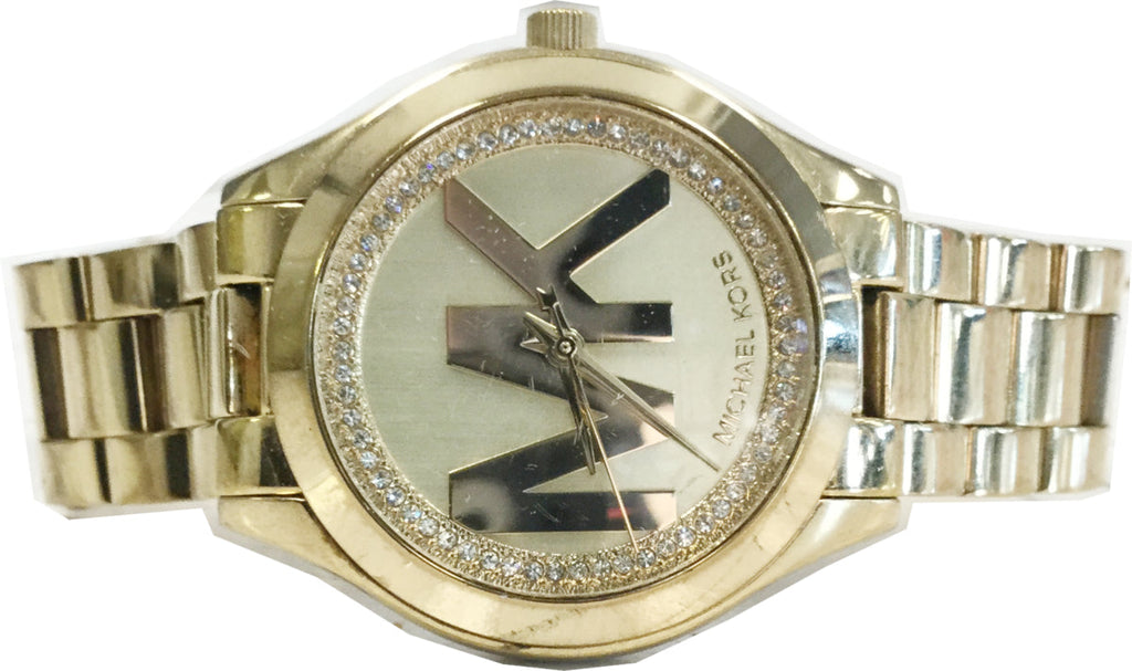 Buy Shop Michael Kors Slim Runway Gold Dial Gold Steel Strap Watch for Women - MK3477 USA Online