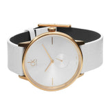 Calvin Klein Accent Silver Dial White Leather Strap Watch for Women - K2Y216K6