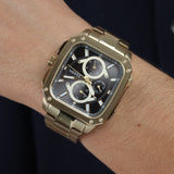 Buy Shop Fossil Inscription Multifunction Black Dial Gold Steel Strap Watch for Men - BQ2656 USA Online