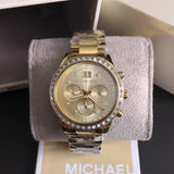 Buy Shop Michael Kors Brinkley Diamonds Gold Dial Gold Steel Strap Watch for Women - MK6187 USA Online
