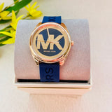 Buy Shop Michael Kors Janelle Three Hand Blue Dial Blue Rubber Strap Watch For Women - MK7140 USA Online