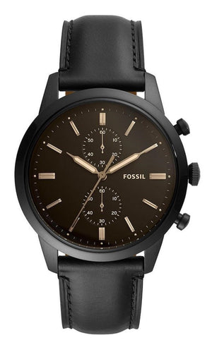 Buy Shop Fossil Goodwin Chronograph Black Dial Black Leather Strap Watch for Men - FS5585 USA Online