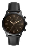 Buy Shop Fossil Goodwin Chronograph Black Dial Black Leather Strap Watch for Men - FS5585 USA Online