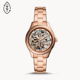 Buy Shop Fossil Rye Automatic Skeleton Rose Gold Dial Rose Gold Steel Strap Watch for Women - BQ3754 USA Online