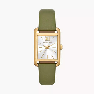 Buy Shop Michael Kors Monroe Three-Hand Silver Dial Green Leather Strap Watch for Women - MKO1028 USA Online