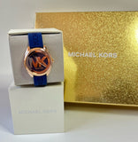 Buy Shop Michael Kors Janelle Three Hand Blue Dial Blue Rubber Strap Watch For Women - MK7140 USA Online