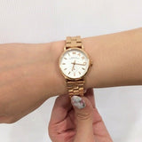 Marc Jacobs Baker White Dial Rose Gold Steel Strap Watch for Women - MBM3248