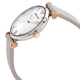Buy Shop Emporio Armani Gianni T Bar Quartz Mother of Pearl Dial White Leather Strap Watch For Women - AR1965 USA Online