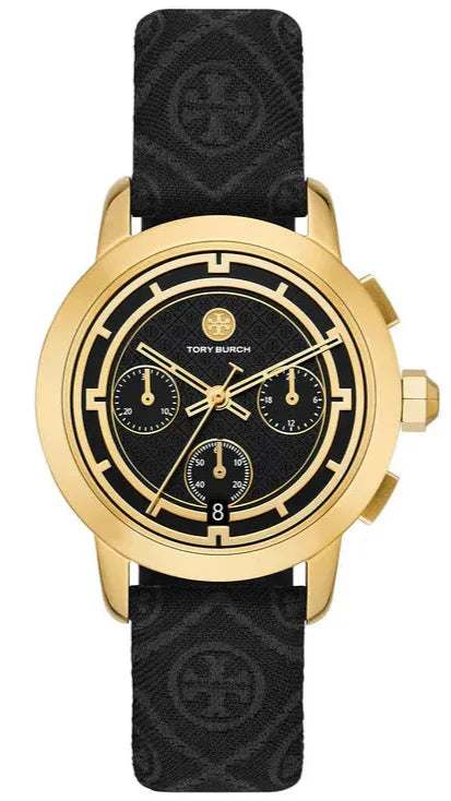 Buy Shop Tory Burch The Tory Chronograph Black Dial Black Leather Strap Watch for Women - TBW1055 USA Online